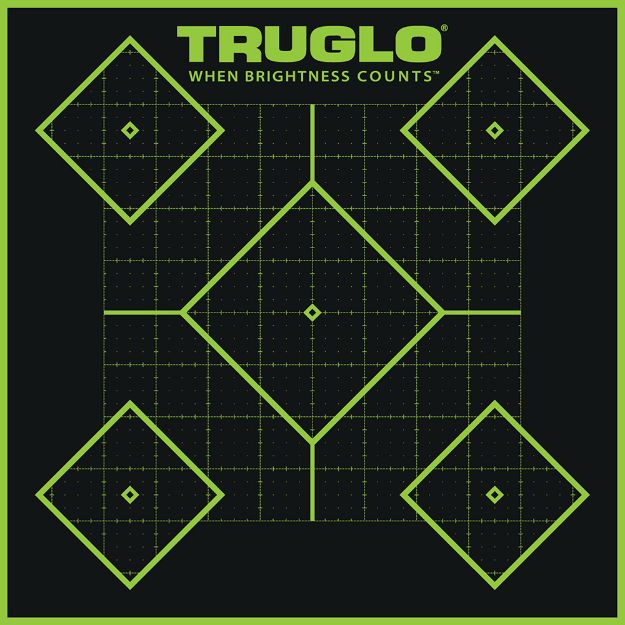 Picture of TruGlo TG14A6 Tru-See 5- Diamond Target Self-Adhesive Heavy Paper Black/Green 12"x12" 6 Pack