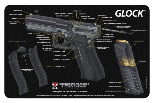 Picture of TekMat TEKR17GLOCKCA Glock 3D Cutaway Cleaning Mat 11" x 17"