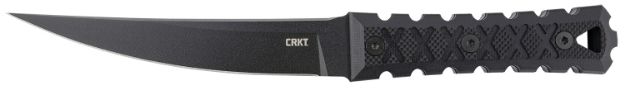 Picture of CRKT 2927 HZ6  6.50" Fixed Plain Black Matte Baked-On Anti Rust SK-5 Steel Blade/Black w/Carved X's G10 Handle Includes Sheath