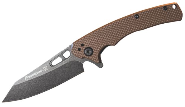 Picture of Remington Accessories 15664 EDC  Folding Caper Stonewashed D2 Steel Blade Tan G10 Handle Includes Pocket Clip