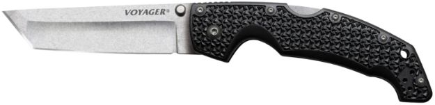 Picture of Cold Steel CS29AT Voyager  Large 4" Folding Tanto Plain AUS-10A SS Blade Black Griv-Ex w/Aluminum Liners Handle Includes Pocket Clip