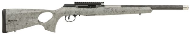 Picture of Savage Arms 47253 A Series TimberLite 22LR 10+1 18" Black Threaded Carbon Fiber/SS Barrel, Black Picatinny Rail Steel Receiver, Gray w/Black Webbing Synthetic Fixed Thumbhole Stock