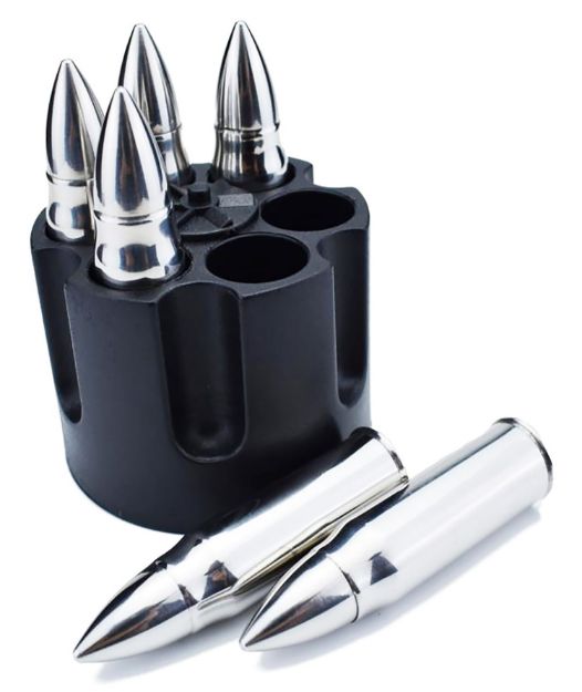 Picture of Caliber Gourmet CBG1046B Caliber Gourmet Bullet Chillers Silver Stainless Steel Pistol Cylinder/Bullets