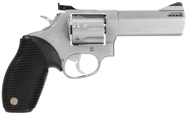 Picture of Taurus 2627049 Tracker 627 Medium Frame 357 Mag/38 Special +P 7rd 4" Matte Stainless Steel Barrel, Cylinder & Frame, Adjustable Rear Sight, Black Ribber Grip, Transfer Bar Safety, Exposed Hammer