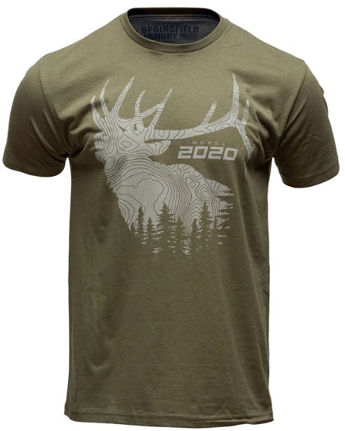 Picture of Springfield Armory GEP8605S 2020 Elk Men's Military Green Cotton/Polyester Short Sleeve Small