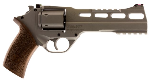 Picture of Chiappa Firearms CF340249 Rhino 60SAR *CA Compliant 357 Mag 6 Shot 6" Nickel-Plated Steel Barrel & Cylinder, Nickel-Plated Aluminum Frame & Barrel Shroud, Picatinny Rails, Walnut Grip