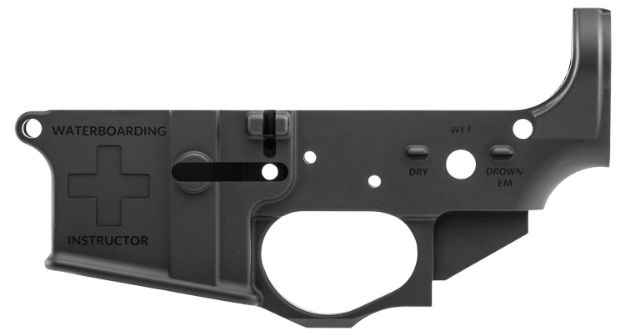 Picture of Spikes STLS033 Water Boarding Instructor Stripped Lower Receiver Multi-Caliber 7075-T6 Aluminum Black Anodized for AR-15