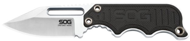 Picture of S.O.G SOG-NB1002-C Instinct Mini 1.90" Fixed Clip Point Plain Satin Polished 5Cr15MoV SS Blade Black/Silver G10/SS Handle Includes Lanyard/Sheath