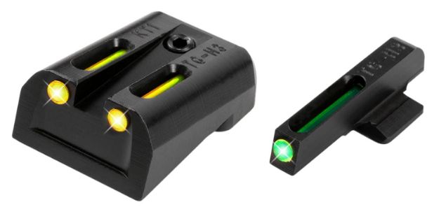 Picture of TruGlo TG131KTY TFO  Green/Tritium/Fiber Optic Front Sight-Yellow/Tritium/Fiber Optic Rear Sight Kimber 1911