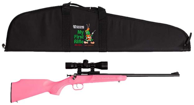 Picture of Crickett KSA2220BSC Youth Package 22 LR 1rd 16.12" Blued Barrel & Receiver, Pink Synthetic Stock w/11.5" LOP, Rebounding Firing Pin Safety Includes 4x32 Scope, KSA301 Scope Mount Kit & Soft Rifle Case