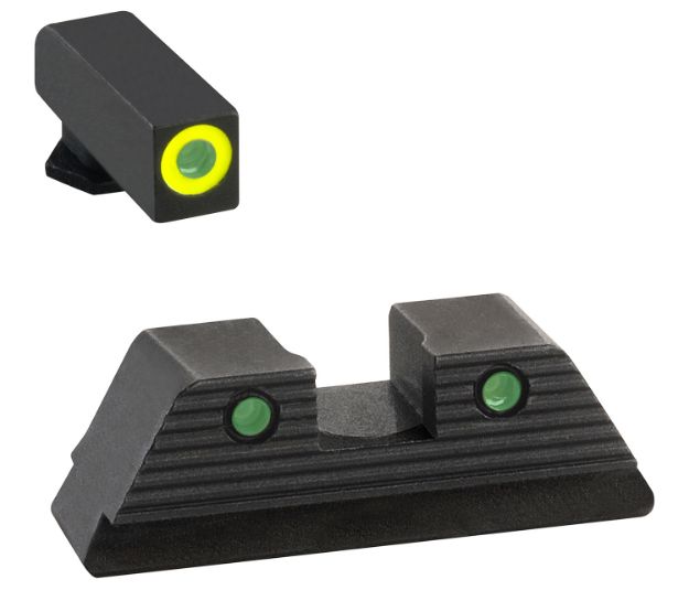 Picture of AmeriGlo GL820 Trooper Sight Set for Glock  Green Tritium Lumigreen Outline Front Sight-Green Tritium Black Outline Rear Sight