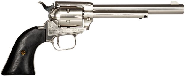 Picture of Heritage Mfg RR22NI6BW Rough Rider  22 LR 6rd 6.50" Nickel Steel Barrel, Nickel Aluminum Frame, Matte Nickel Cylinder, Black Laminate Grip, Hammer/Thumb Safety, Exposed Hammer