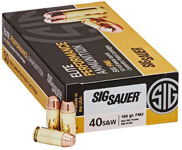 Picture of Sig Sauer E40SB250 Elite Ball  40S&W 180gr Full Metal Jacket 50 Per Box/20 Case