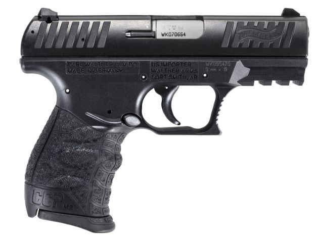 Picture of Walther Arms 5083500 CCP M2 + 9mm Luger 8+1 3.54" Barrel, Polymer Frame With Picatinny Acc. Rail, Serrated Black Cerakote Steel Slide, Reversible Magazine Release, Manual Safety