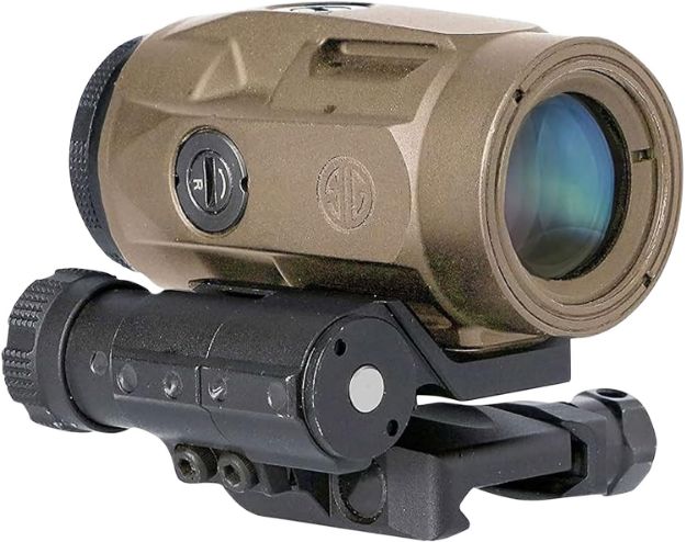 Picture of Sig Sauer Electro-Optics SOJ3M011 Juliet3-Micro Magnifier Flat Dark Earth 3x 22 mm 90 Degree Push Button Flip-to-side Mount