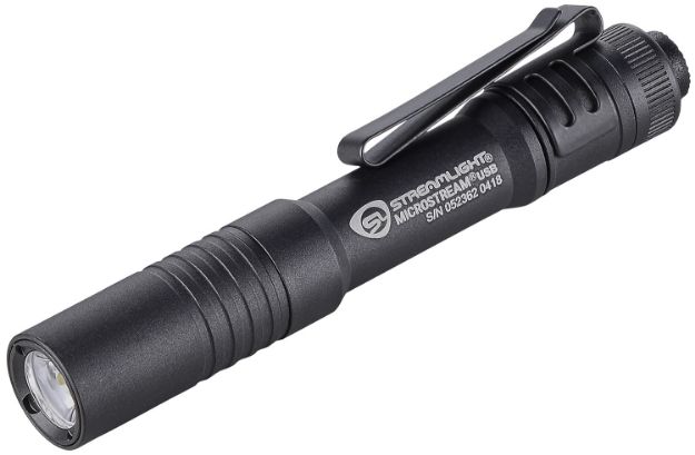 Picture of Streamlight 66601 MicroStream USB Pocket Light  Black Anodized 50/250 Lumens White C4 LED