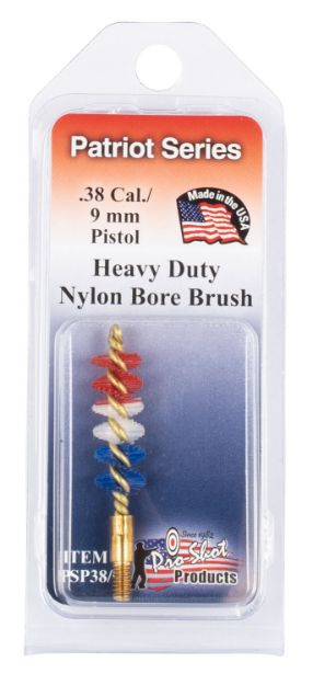 Picture of Pro-Shot PSP389 Patriot Series Bore Brush .38 Cal/ 9mm Pistol #8-32 Thread Nylon Bristles Brass Core