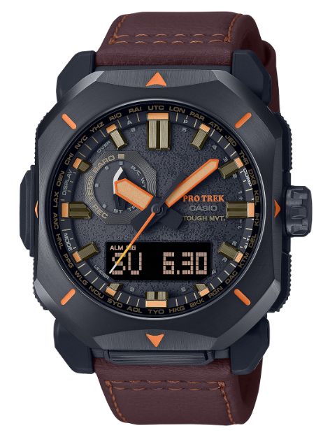 Picture of G-shock/vlc Distribution PRW6900YL5 Casio Pro Trek Black/Brown Size 145-215mm Features Digital Compass