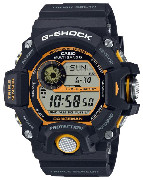 Picture of G-shock/vlc Distribution GW9400Y1 G-Shock Tactical Rangeman Keep Time Black/Yellow Size 145-215mm Features Digital Compass