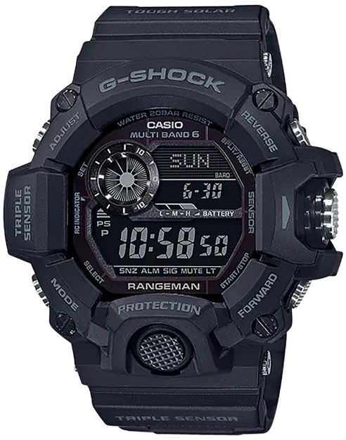 Picture of G-shock/vlc Distribution GW94001B G-Shock Tactical Rangeman Keep Time Blackout Size 145-215mm Features Digital Compass