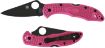 Picture of Spyderco C11FPPNS30VBK Delica 4 Lightweight 2.90" Folding Plain Black TiCN CPM S30V SS Blade/Pink Textured w/Black Accents FRN Handle Includes Pocket Clip