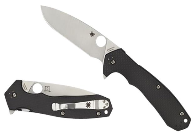 Picture of Spyderco C234CFP Amalgam  3.80" Folding Drop Point Plain Satin CPM S30V SS Blade/Black Textured Carbon Fiber/G10 Handle Includes Pocket Clip