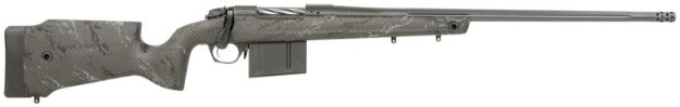 Picture of Bergara Rifles B14LM7513 B-14 Crest 7mm PRC 5+1 22" Fluted/Threaded, Sniper Gray Cerakote Barrel/Rec, Monte Carlo Carbon Fiber Stock with Black & Gray Splatter, Omni Muzzle Brake