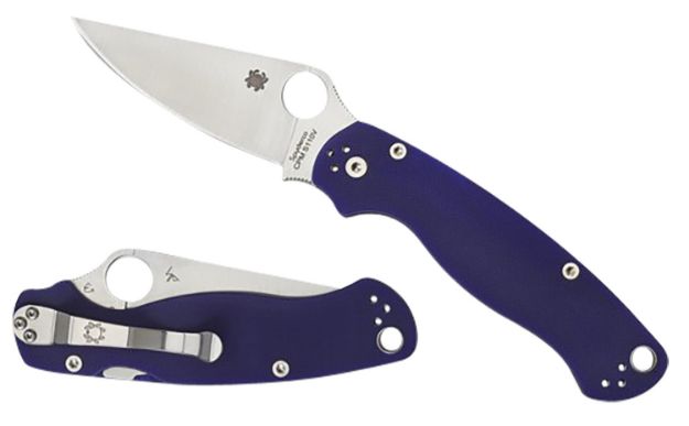 Picture of Spyderco C81GPDBL2 Para Military 2  3.42" Folding Plain Satin CPM S110V Blade/Dark Blue Textured G10 Handle Includes Pocket Clip