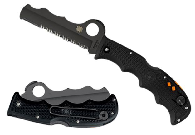 Picture of Spyderco C79PSBBK Assist Lightweight 3.69" Folding Part Serrated Black DLC VG-10 SS Blade/Black Textured FRN Handle Includes Glass Breaker/Pocket Clip