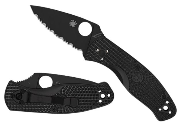 Picture of Spyderco C136PBBK Persistence Lightweight 2.75" Folding Plain Black Oxide 8Cr13MoV SS Blade/Black Bi-Directional Texturing FRN Handle Includes Pocket Clip