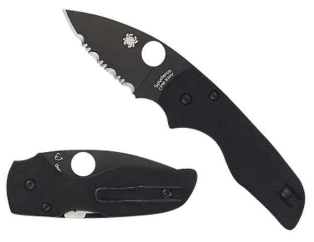 Picture of Spyderco C230GPBBK Lil' Native  2.42" Folding Plain Black DLC CPM S30V SS Blade/Black Textured G10 Handle Includes Pocket Clip