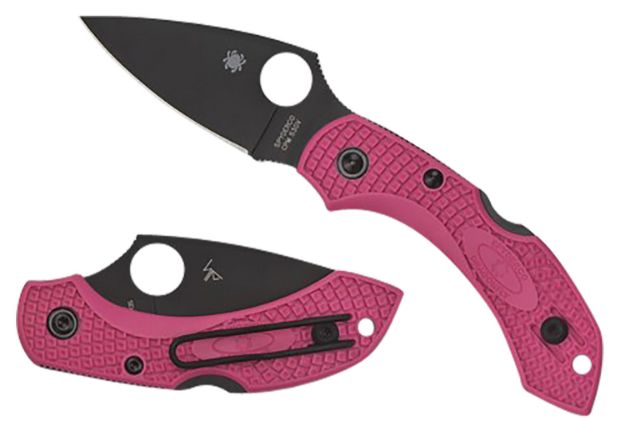 Picture of Spyderco C28FPPNS30VBK2 Dragonfly 2  2.30" Folding Plain Black TiCN CPM S30V SS Blade/Pink Textured w/Black Accents FRN Handle Includes Pocket Clip