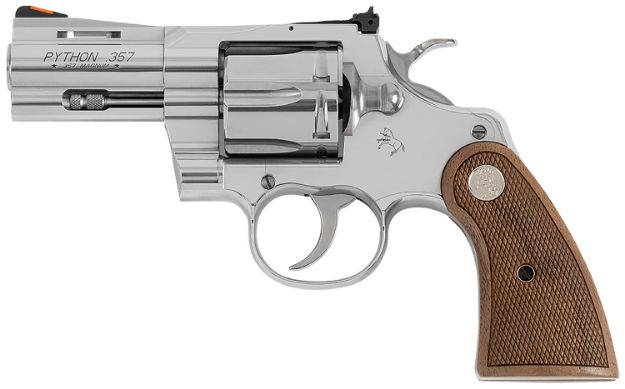 Picture of Colt Mfg PYTHONSP2WCTS Python  357 Mag/38 Special 6 Shot 2.50" Stainless Recessed Target/Vent Rib Barrel, Stainless Cylinder & Frame, Walnut w/Colt Medallion Grip