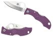 Picture of Spyderco LPRP3 Ladybug 3 Salt 1.94" Folding Plain Stonewashed H2 Steel Blade/Purple Bi-Directional Texturing FRN Handle