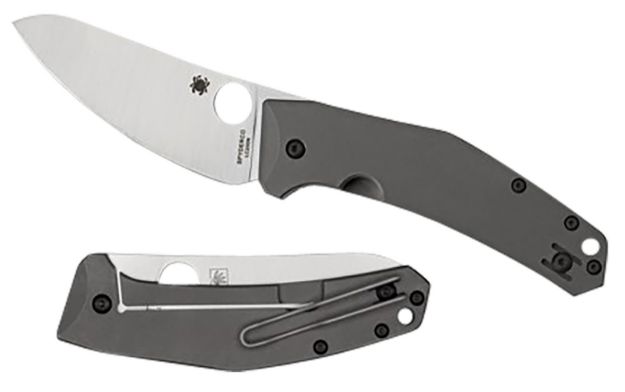 Picture of Spyderco C211TIP SpydieChef Salt 3.32" Folding Plain LC200N Blade Satin Titanium Handle Includes Pocket Clip