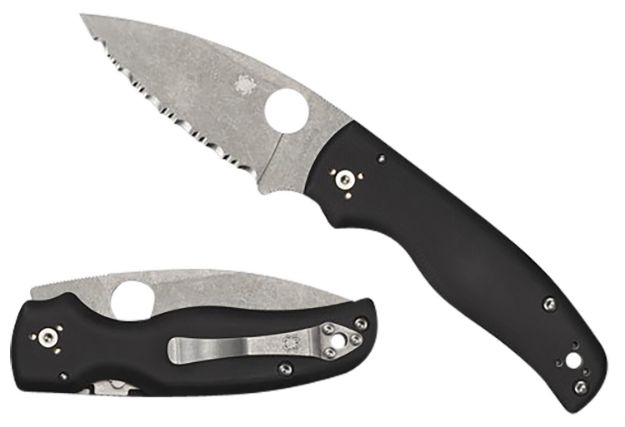 Picture of Spyderco C229GP Shaman  3.58" Folding Plain Stonewashed CPM S30V SS Blade/Black Textured G10 Handle Includes Pocket Clip