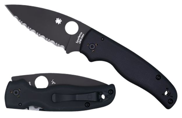 Picture of Spyderco C229GPBK Shaman  3.58" Folding Plain Black DLC CPM S30V SS Blade/Black Textured G10 Handle Includes Pocket Clip