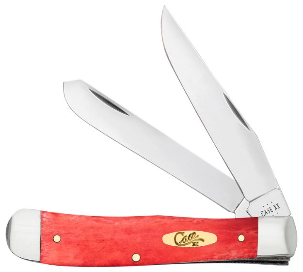 Picture of Case 10760 Dark Red Bone Trapper Folding Clip Point/Spey Plain Mirror Polished Tru-Sharp SS Blade/Smooth Dark Red/Pinched Bolsters Bone/SS Handle