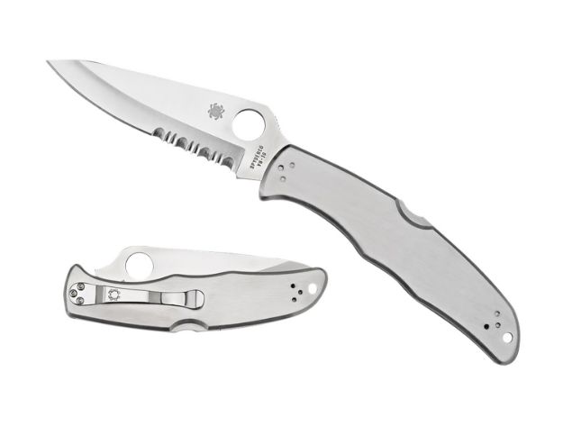 Picture of Spyderco C10PS Endura 4  3.85" Folding Plain Satin VG-10 SS Blade/Satin Stainless Steel Handle Includes Pocket Clip