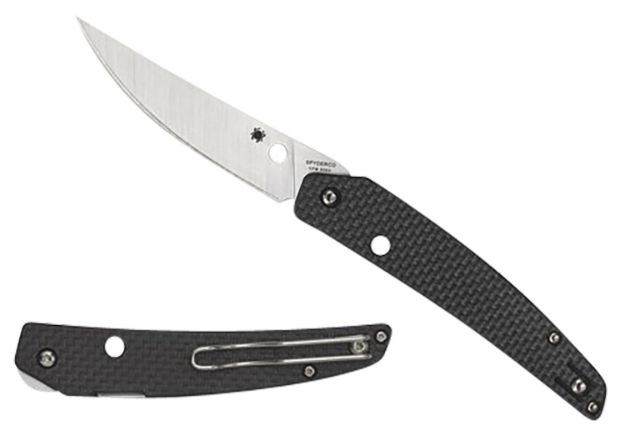 Picture of Spyderco C242CFP Ikuchi  3.26" Folding Plain CPM S30V SS Blade/Black Textured Carbon Fiber/G10 Handle Includes Pocket Clip