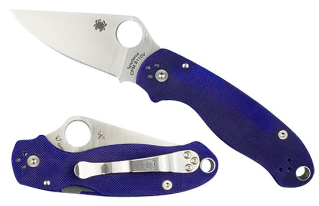 Picture of Spyderco C223GPDBL Para 3  2.95" Folding Plain Satin CPM S110V Blade/Dark Blue Textured G10 Handle Includes Pocket Clip