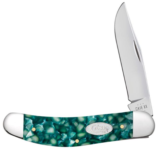 Picture of Case 71385 SparXX Sowbelly Folding Clip Point/Plain Mirror Polished Tru-Sharp SS Blade/Green Kirinite Handle