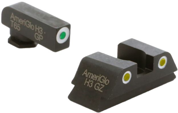 Picture of AmeriGlo GL431 Classic Tritium Sight Set for Glock  Green Tritium White Outline Front Sight-Yellow Tritium White Outline Rear Sight