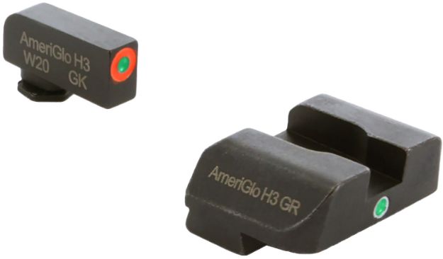 Picture of AmeriGlo GL203 i-Dot Sight  Set for Glock  Green Tritium Orange Outline Front Sight-Green Tritium Rear Sight