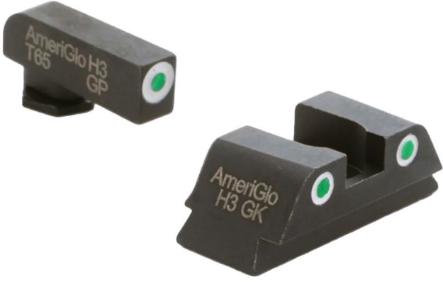 Picture of AmeriGlo GL430 Classic Tritium Sight Set for Glock  Green Tritium White Outline Front Sight-Green Tritium White Outline Rear Sight