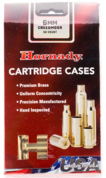 Picture of Hornady 86280 Unprimed Cases Cartridge 6mm Creedmoor Rifle Brass