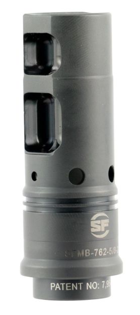 Picture of SureFire SFMB7625824 SOCOM Muzzle Brake Black DLC Stainless Steel with 5/8"-24 tpi Threads for 7.62mm AR-10