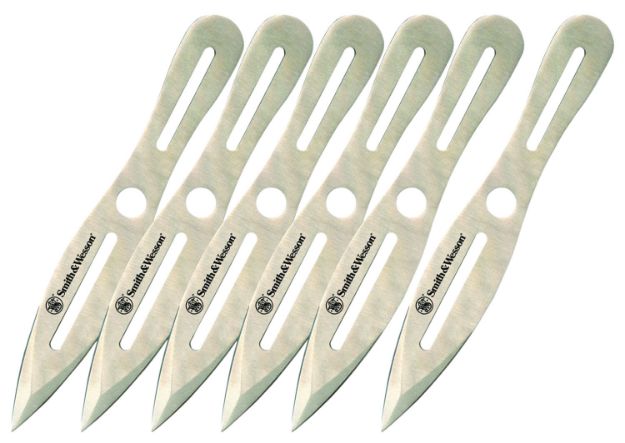 Picture of Smith & Wesson Knives SWTK8CP Bullseye Throwing Knives 4.50" Fixed Spear Point Plain 2Cr13MoV SS Blade, 2Cr13 Stainless Handle, 8" OAL, 6 Pack