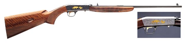 Picture of Browning 021003102 SA-22 Takedown 22 LR 10+1 19.30" Polished Blued/ 19.30" Light Sporter Barrel, Satin Gray Engraved with 24K Gold Receiver, Gloss American Walnut Stock, Right Hand