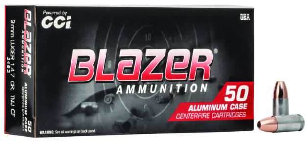 Picture of CCI 3462 Blazer Clean-Fire Handgun 9mmLuger 147gr Total Metal Jacket 50 Per Box/20 Case